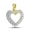 Image 1 : Round Baguette Diamond Heart Frame Outline Pendant 1/4 Cttw 14kt Yellow Gold