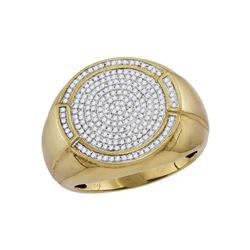 Mens Diamond Concentric Circle Cluster Ring 5/8 Cttw 10kt Yellow Gold