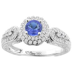 1.09 CTW Tanzanite & Diamond Ring 14K White Gold - REF-91N3Y