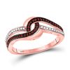 Image 1 : Round Red Color Enhanced Diamond Swirl Band Ring 1/5 Cttw 10kt Rose Gold