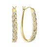 Image 1 : Diamond Oblong Hoop Earrings 1/5 Cttw 10kt Yellow Gold
