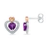 Image 1 : Round Lab-Created Amethyst Heart Earrings .01 Cttw 10kt White Gold