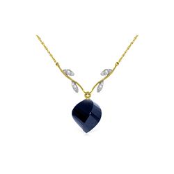 Genuine 15.27 ctw Sapphire & Diamond Necklace 14KT Yellow Gold - REF-46A7K