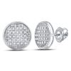 Image 1 : Mens Diamond Circle Cluster Stud Earrings 1/8 Cttw 10kt White Gold
