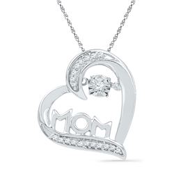 Diamond Mom Mother Heart Pendant 1/10 Cttw 10kt White Gold