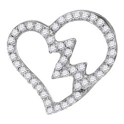 Diamond Heartbeat Heart Outline Pendant 1/6 Cttw 10kt White Gold