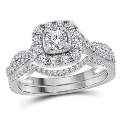 Diamond Bridal Wedding Engagement Ring Band Set 3/4 Cttw 14kt White Gold