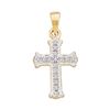 Image 1 : Diamond Small Scalloped Cross Religious Pendant 1/12 Cttw 10kt Yellow Gold