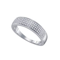 Mens Round Pave-set Diamond Wedding Band Ring 1/4 Cttw 10kt White Gold