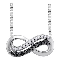 Round Black Color Enhanced Diamond Infinity Pendant 1/10 Cttw 10kt White Gold