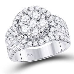 Diamond Cluster Bridal Wedding Engagement Ring 3.00 Cttw 14kt White Gold