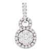 Image 1 : Diamond Circle Frame Flower Cluster Pendant 1/2 Cttw 14kt White Gold