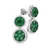Image 1 : Round Emerald Diamond Convertible Dangle Jacket Earrings 1.00 Cttw 18kt White Gold
