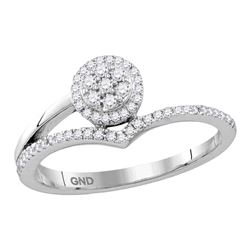 Diamond Cluster Chevron Fashion Ring 1/4 Cttw 10kt White Gold