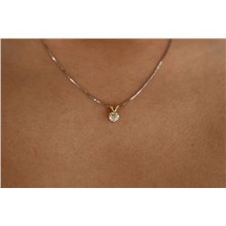 Natural 0.50 ctw Diamond VS2-J Solitaire Necklace 14K 2-Tone Gold - REF-72N6A