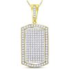 Image 1 : Mens Diamond Dog Tag Charm Pendant 2.00 Cttw 10kt Yellow Gold