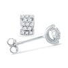 Image 1 : Diamond Flower Cluster Screwback Earrings 1/6 Cttw 10kt White Gold