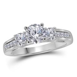 Diamond 3-stone Bridal Wedding Engagement Ring 1-1/4 Cttw 14kt White Gold
