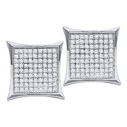 Diamond Square Cluster Earrings 1/2 Cttw 10kt White Gold