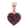 Image 1 : Round Red Color Enhanced Diamond Heart Pendant 1/10 Cttw 10kt Rose Gold