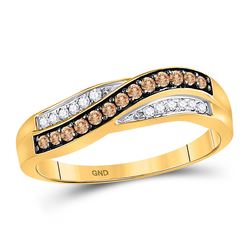 Round Brown Diamond Band Ring 1/4 Cttw 10kt Yellow Gold