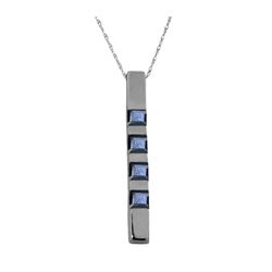 Genuine 0.35 ctw Sapphire Necklace 14KT White Gold - REF-27P5H