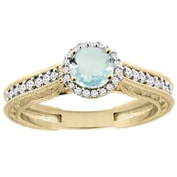 0.99 CTW Aquamarine & Diamond Ring 14K Yellow Gold - REF-59N3Y