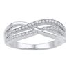 Image 1 : Diamond Crossover Band Ring 1/5 Cttw 10kt White Gold