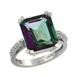 5.52 CTW Mystic Topaz & Diamond Ring 14K White Gold - REF-54M4A