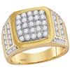 Image 1 : Mens Diamond Square Cluster Ring 2.00 Cttw 14kt Yellow Gold