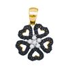 Image 1 : Round Black Color Enhanced Diamond Heart Circle Pendant 1/3 Cttw 10kt Yellow Gold