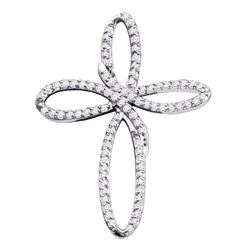Diamond Cross Religious Open-center Pendant 1/4 Cttw 10k White Gold