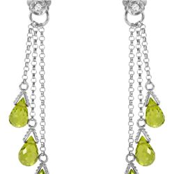 Genuine 10.53 ctw Peridot & Diamond Earrings 14KT White Gold - REF-33P7H