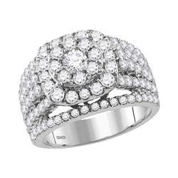 Diamond Cluster Bridal Wedding Engagement Ring 3.00 Cttw 14kt White Gold