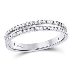 Diamond Double Row Comfort Wedding Band 1/4 Cttw 14kt White Gold