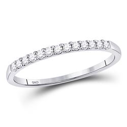 Round Pave-set Diamond Wedding Band 1/6 Cttw 10kt White Gold