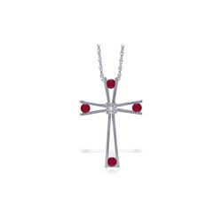 Genuine 0.53 ctw Ruby & Diamond Necklace 14KT White Gold - REF-79F4Z