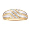 Image 1 : Mens Diamond Double Row Two-tone Ridged Wedding Band Ring 1/8 Cttw 10kt Yellow Gold