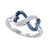 Image 1 : Round Blue Color Enhanced Diamond Infinity Heart Ring 1/6 Cttw 10kt White Gold