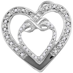 Diamond Nested Double Heart Pendant 1/10 Cttw 10kt White Gold