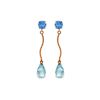 Image 1 : Genuine 4.3 ctw Blue Topaz Earrings 14KT Rose Gold - REF-23X5M