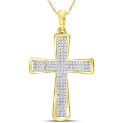 Mens Diamond Roman Cross Charm Pendant 1/3 Cttw 10kt Yellow Gold