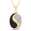 Image 1 : Round Black Color Enhanced Diamond Oval Yin Yang Pendant 1/3 Cttw 10kt Yellow Gold