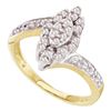 Image 1 : Diamond Marquise-shape Cluster Ring 1/4 Cttw 10kt Yellow Gold