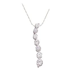 Diamond Journey Love Anniversary Pendant 1/4 Cttw 14k White Gold