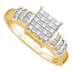 Diamond Square Cluster Ring 1/3 Cttw 14kt Yellow Gold