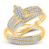 Image 1 : His & Hers Diamond Cluster Matching Bridal Wedding Ring Band Set 1/4 Cttw 10kt Yellow Gold