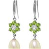 Image 1 : Genuine 9.01 ctw Peridot, Pearl & Diamond Earrings 14KT White Gold - REF-44V3W