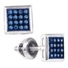 Image 1 : Blue Color Enhanced Diamond Square Cluster Screwback Stud Earrings 1/10 Cttw 10k White Gold