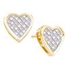 Image 1 : Diamond Cluster Heart Screwback Stud Earrings 1/2 Cttw 14kt Yellow Gold